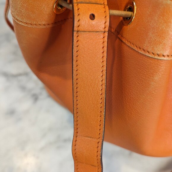 HERMES Vintage Market GM Shoulder Bag Orange Gulliver Leather Circle M 1983 RARE - Picture 12 of 16